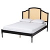 Baxton Studio Librina Classic and Traditional Black Finished Wood Queen Size Platform Bed with Woven Rattan Baxton Studio restaurant furniture, hotel furniture, commercial furniture, wholesale bedroom furniture, wholesale queen, classic queen